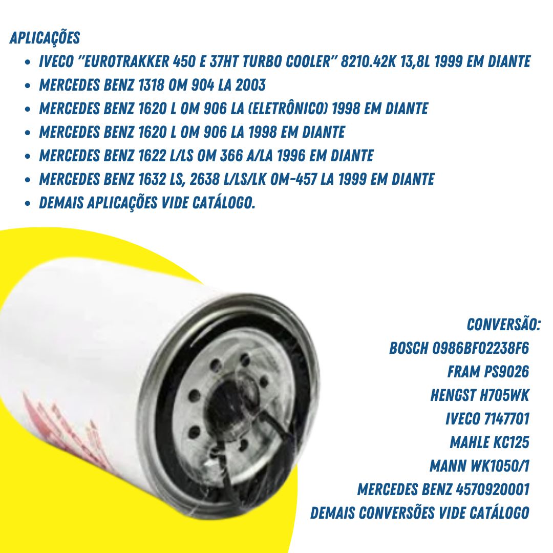 Filtro Combustível Racor R90-30MB Mercedes OM457 Iveco 7147701