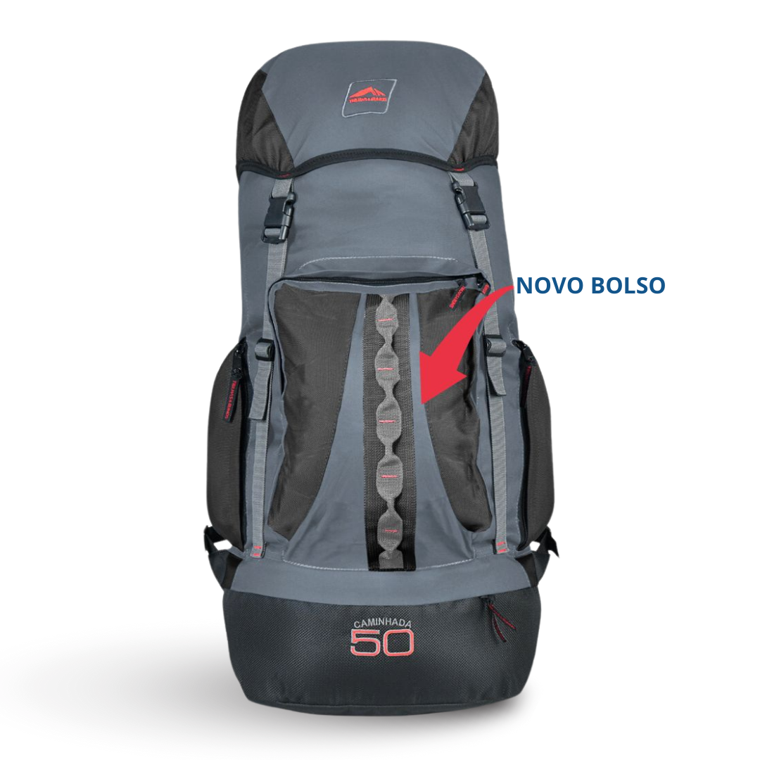 Mochila Caminhada 50L Trilhas & Rumos Resistente e Confortável ...