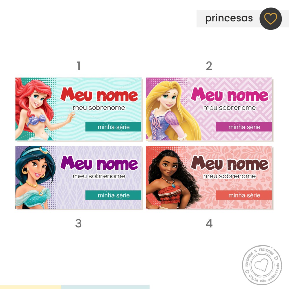 Etiquetas Escolares Princesas (96 Etiquetas)