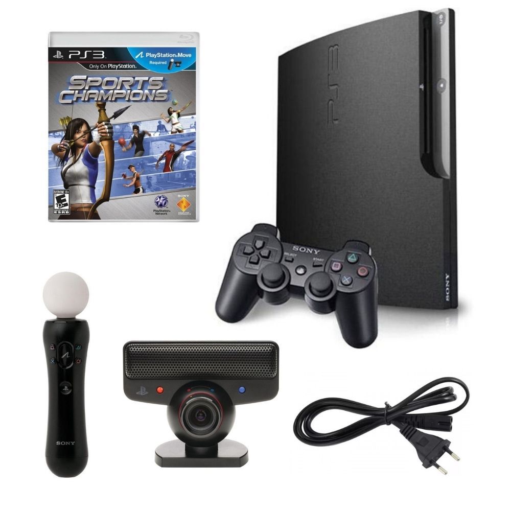Sony Playstation 3 Super Slim 500gb 2 Controles + 3 Jogos Cor