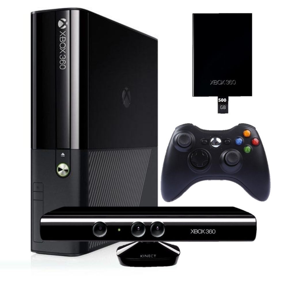 Console Xbox 360 Super Slim Kinect 2 Controles 1 Jogo Usado