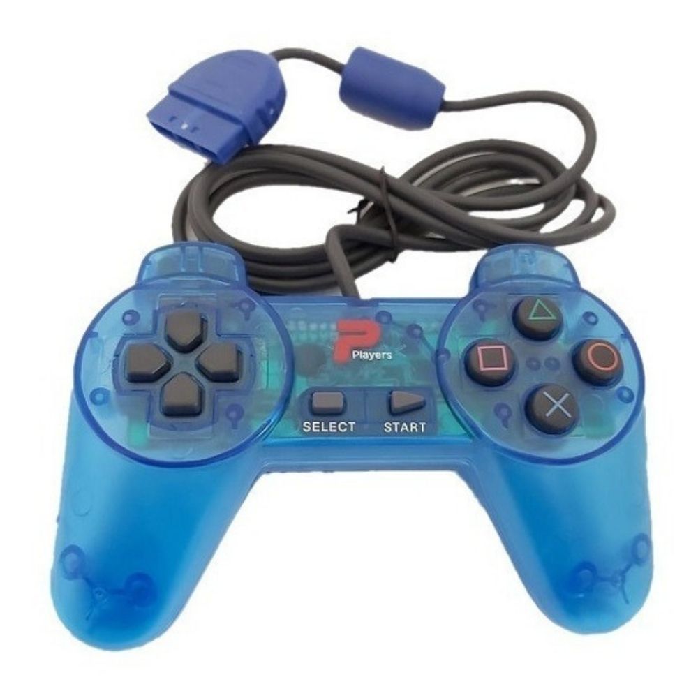 Controle PS1 Paralelo Acrílico Azul Novo - Meu Game Favorito