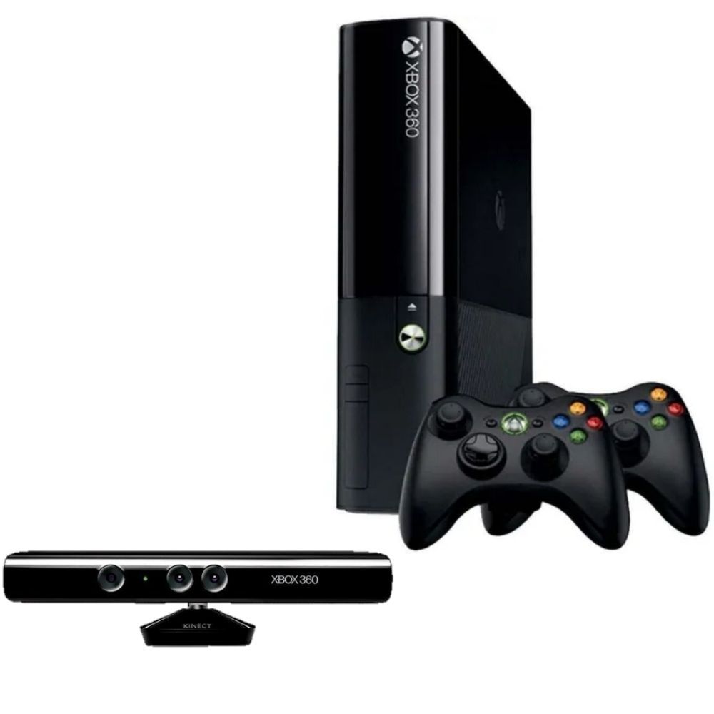 Xbox 360 Slim 4gb + Kinect C/ 2 Jogos Usado em Ótimo Estado