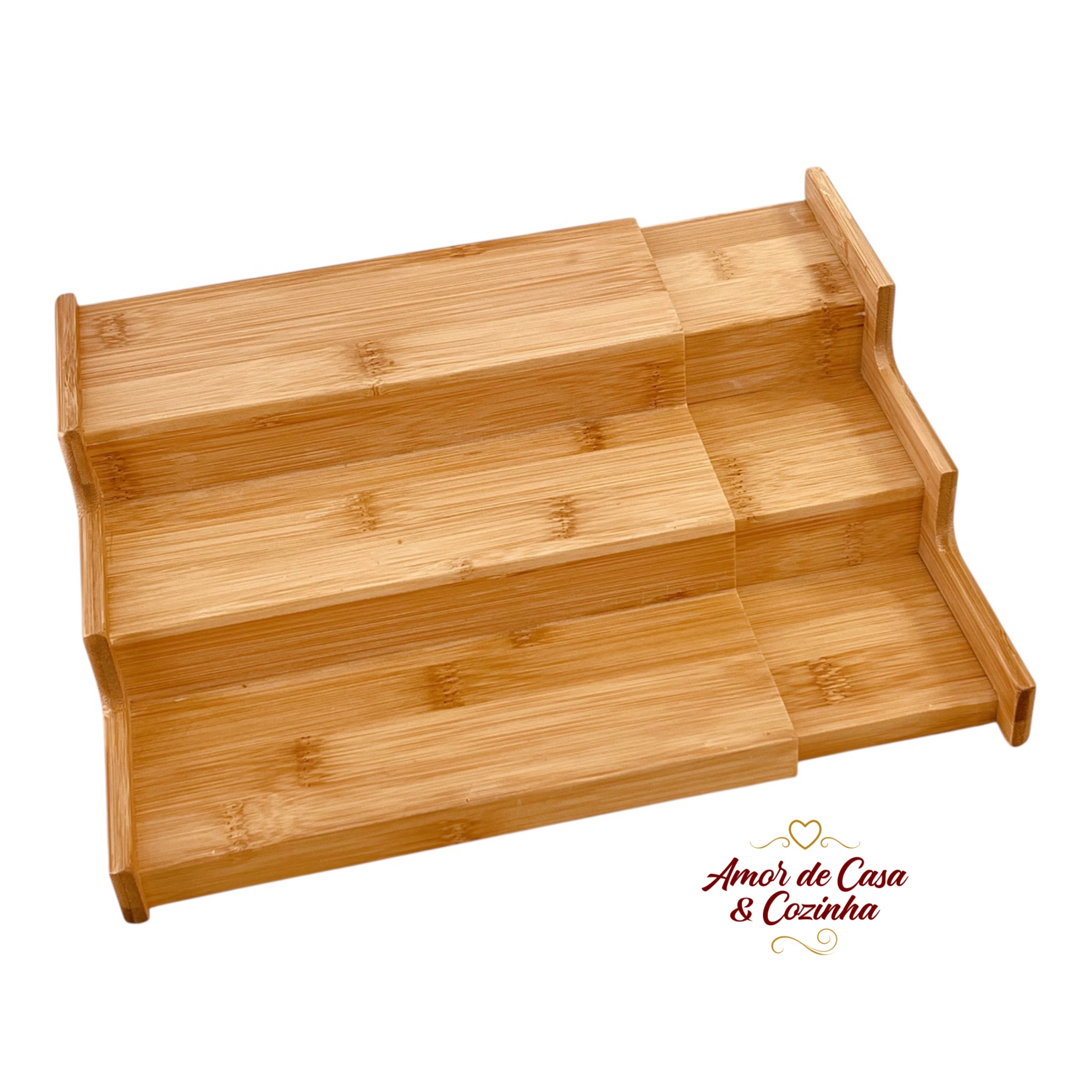RACK ORGANIZADOR EXTENSÍVEL TRÊS NÍVEIS DE BAMBU 22x22x8,5 - A loja ...