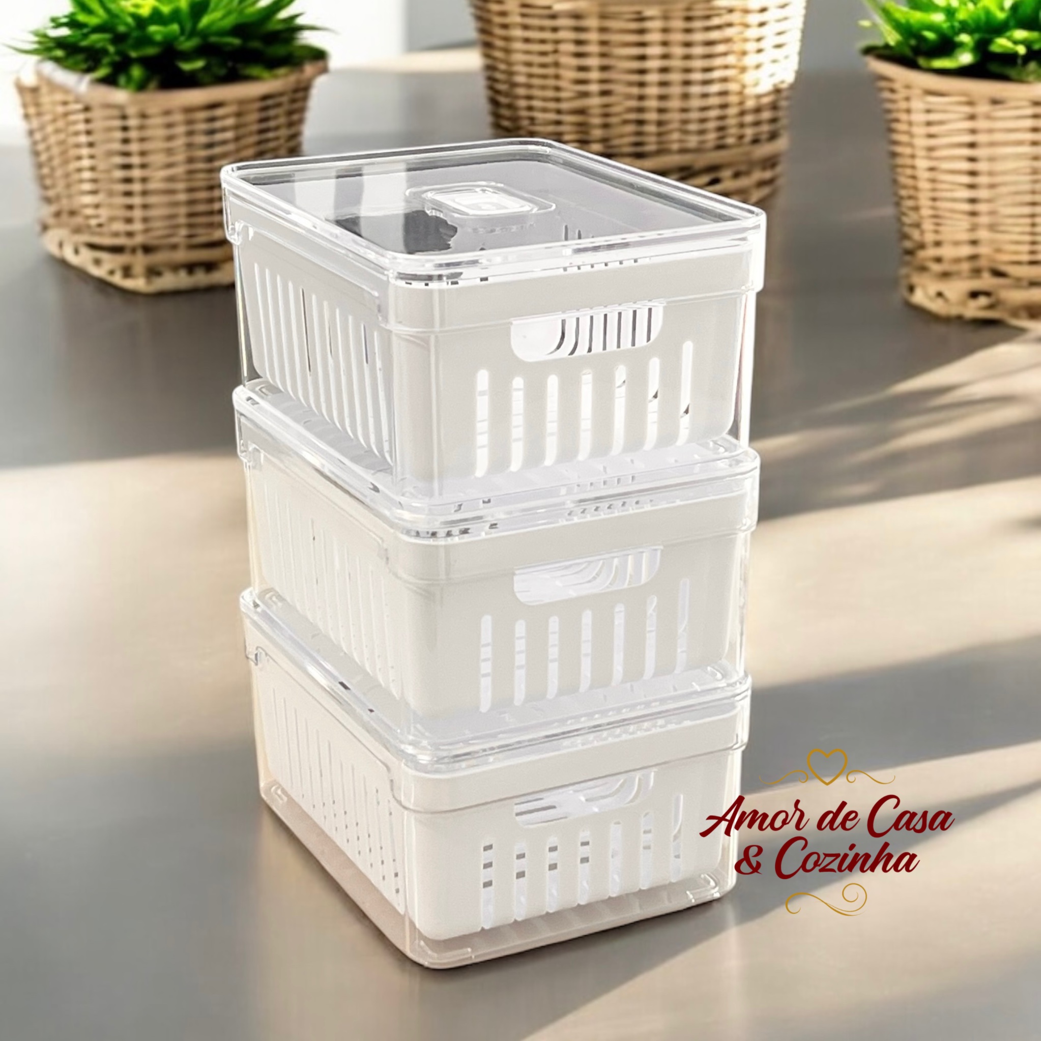 KIT ORGANIZADOR DE GELADEIRA CLEAR 3UN COM CESTO - A loja física
