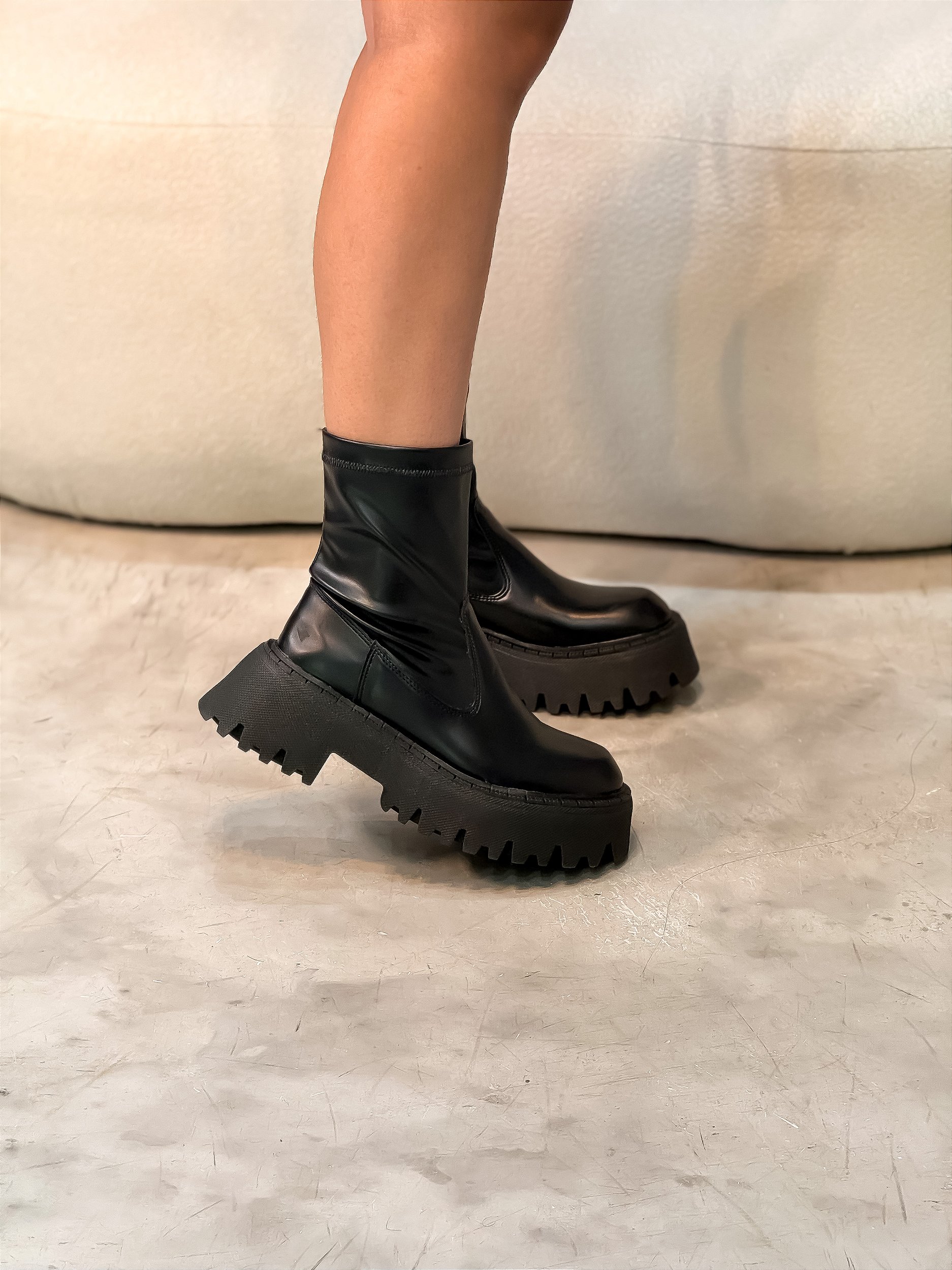 Catuno Coturno Feminino Key preto cano curto - Cadência Feminina Shoes