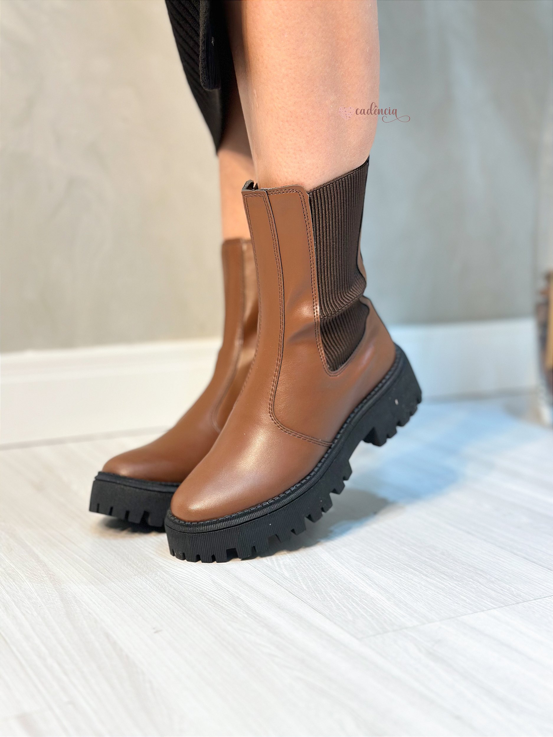 Catuno Coturno Feminino Sarah chocolate - Cadência Feminina Shoes
