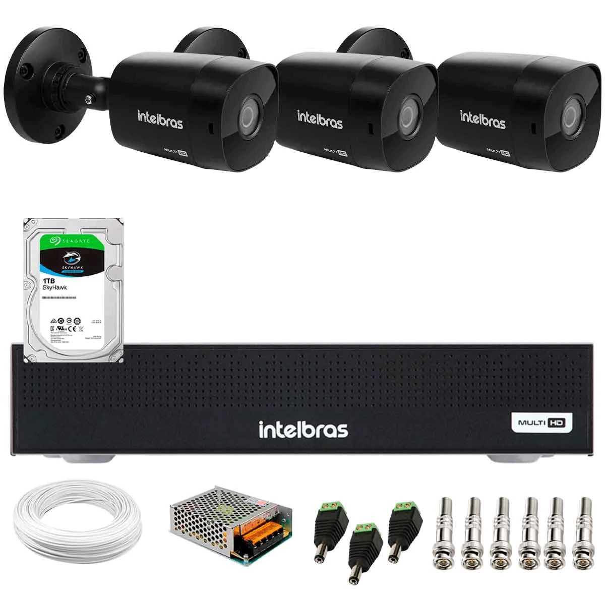 Kit 3 Câmeras Intelbras VHD 1230 B Full HD 1080p Bullet Black G7 Visão
