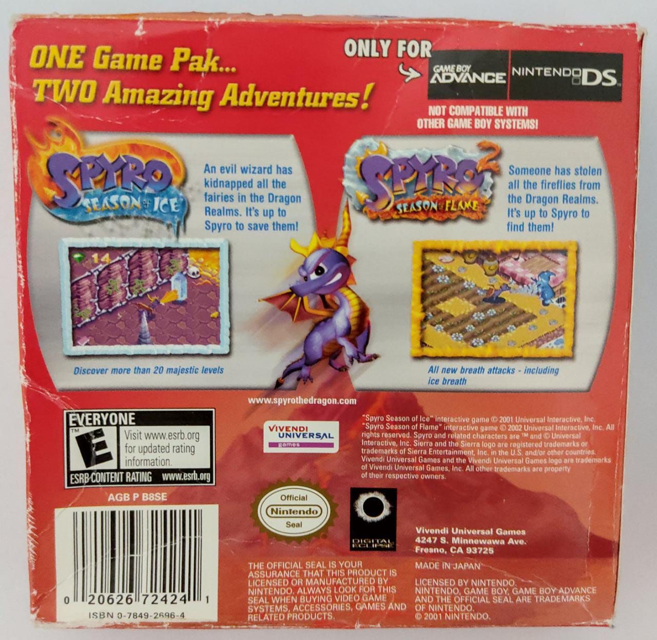 Spyro SuperPack Spyro Season of Ice & Spyro 2 Season of Flame Game Boy ...