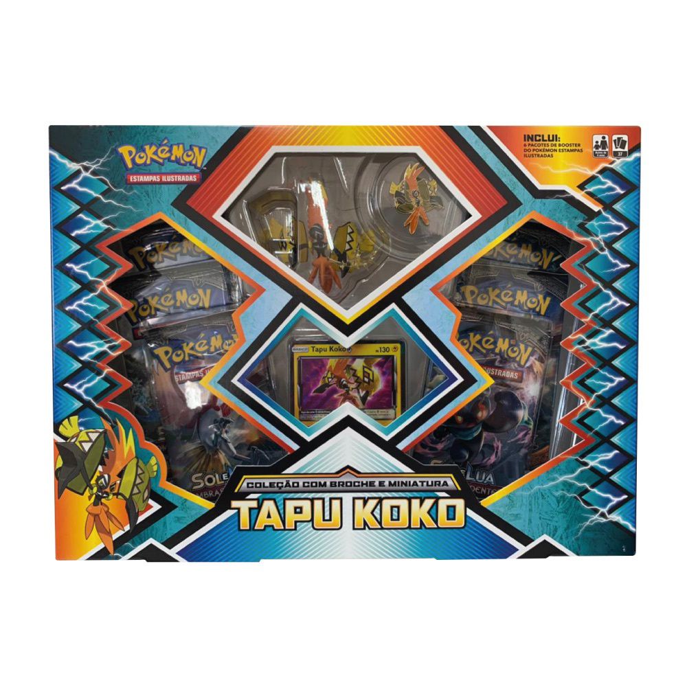 Unboxing BOX POKÉMON TAPU KOKO COM MINIATURA + BROCHE! - Pokémon TCG 