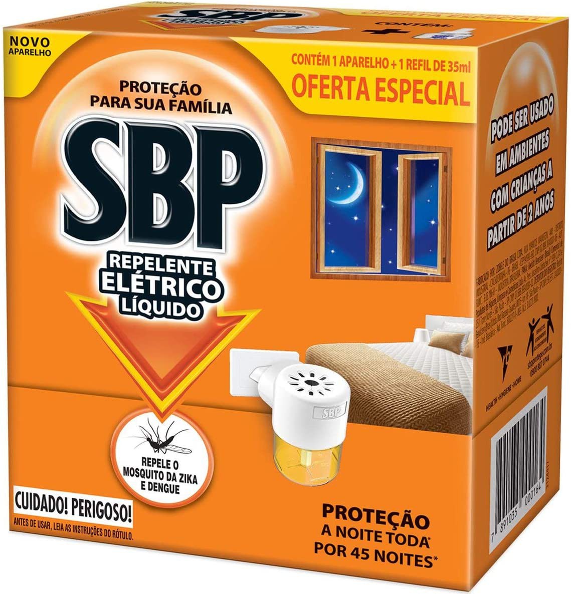 Inseticida Eletrico SBP 45 noite aparelho com Refil - Casa Limpa Produtos  de Limpeza