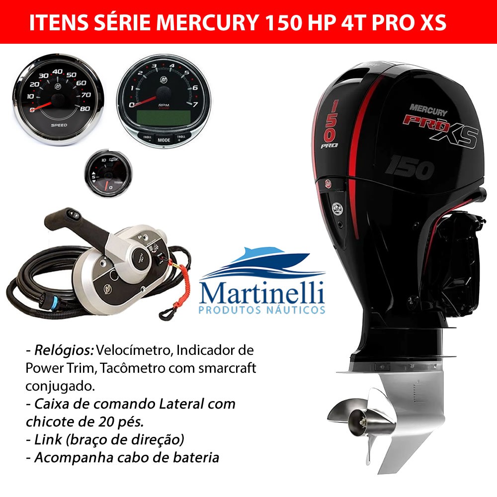 Motor de popa Mercury 150 hp 4T PRO XS 3.0L EFI com hélice inox