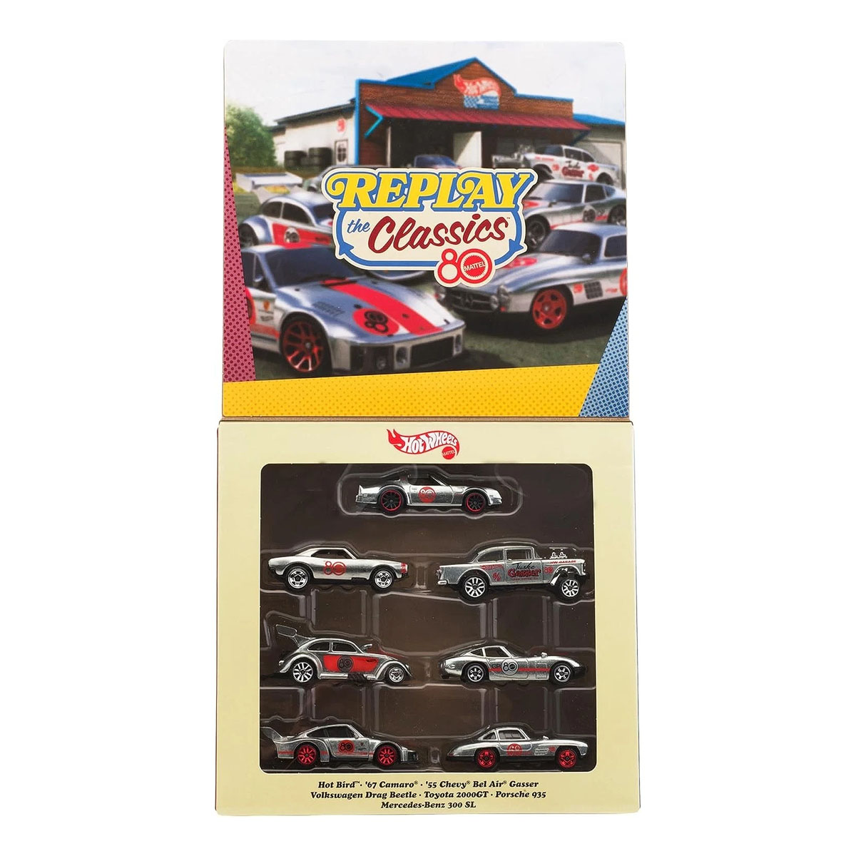 Box Hot Wheels Replay The Classics 80 Anos Mattel Pack 7 Carrinhos
