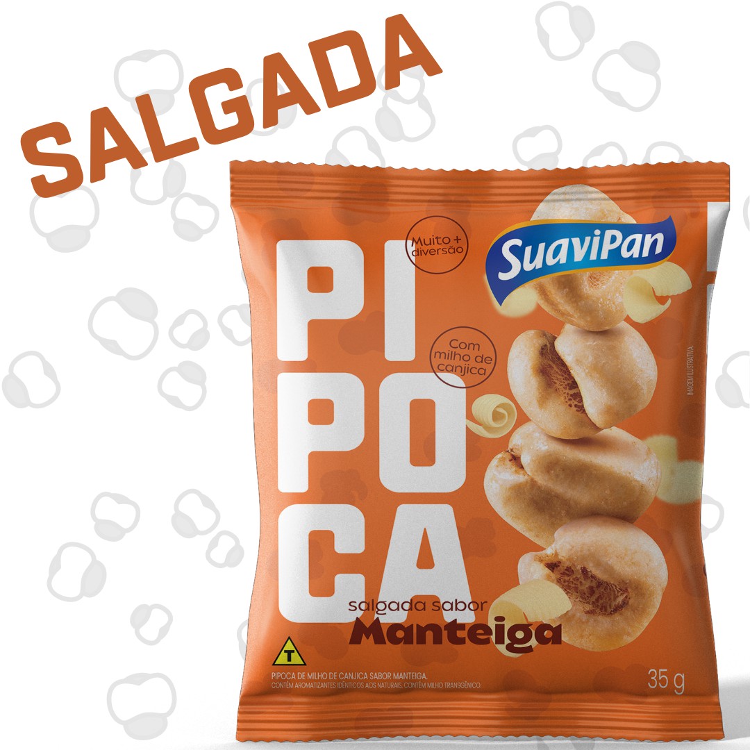 Pipoca de milho de Canjica Sabor Manteiga SuaviPan Pipoca de milho de Canjica Sabor Manteiga SuaviPan
