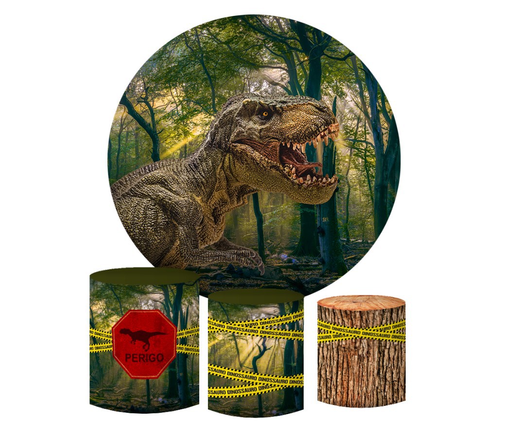 Painel de Festa em Tecido - Jurassic World Rex Dinossauro - Via