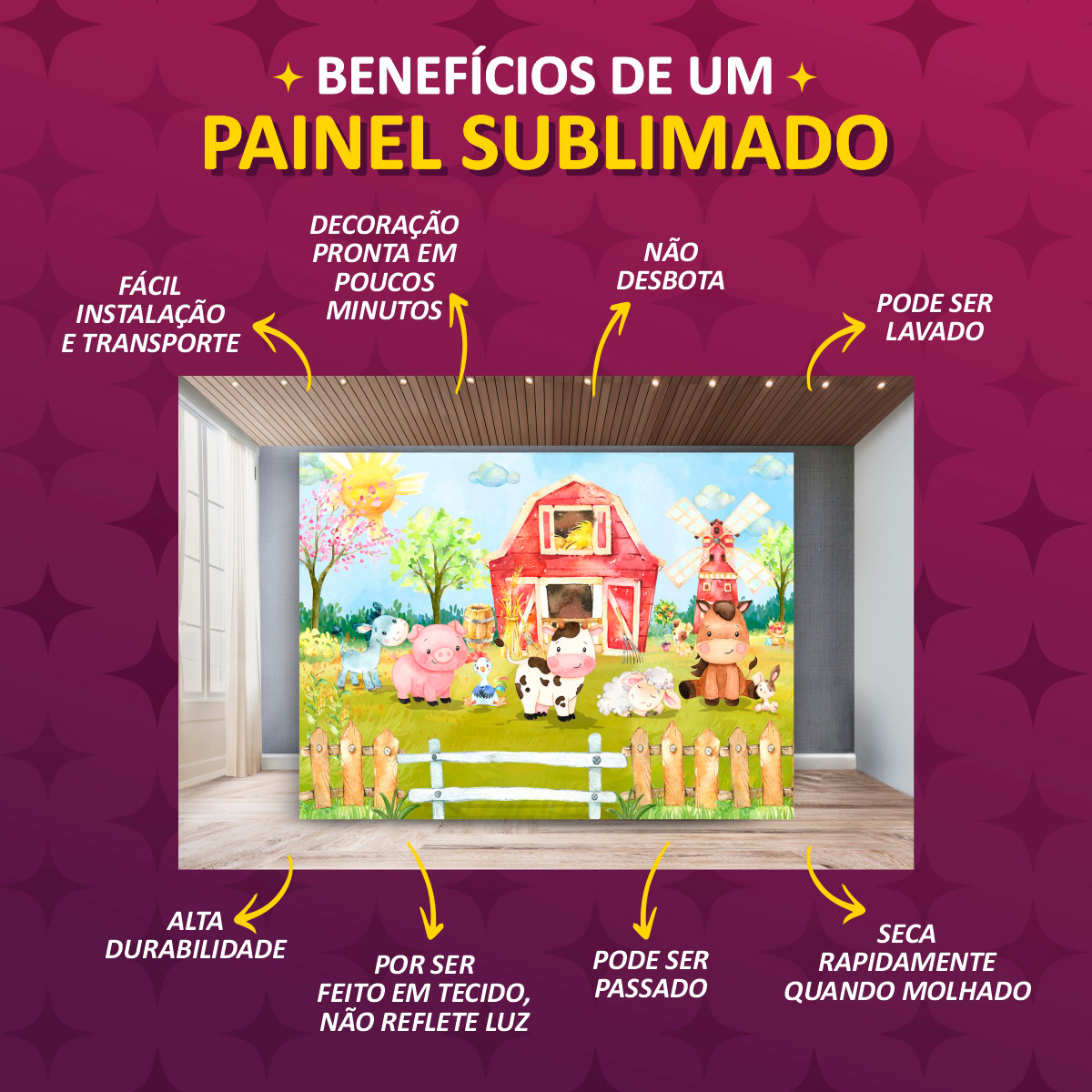Painel de Festa em Tecido Sublimado Linda Confeitaria e Doces - Sublime ...