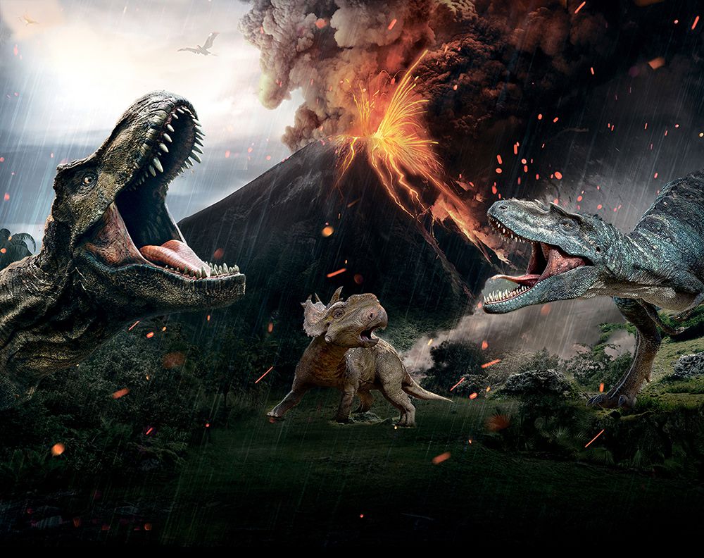 Painel de Festa em Tecido - Jurassic World Rex Dinossauro - Via
