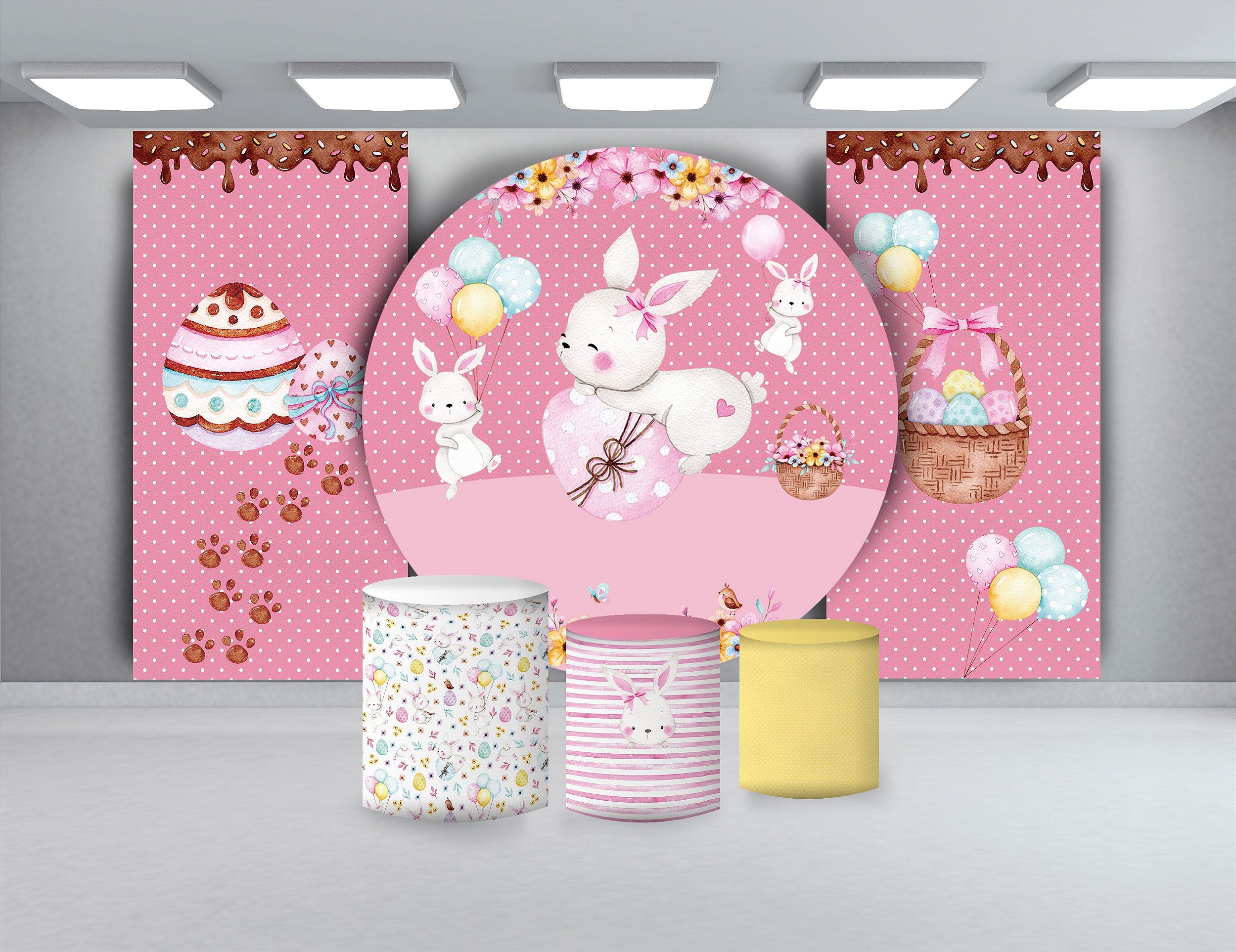 Super Kit Painel De Festa e Capas de Cilindro em tecido sublimado Doce ...