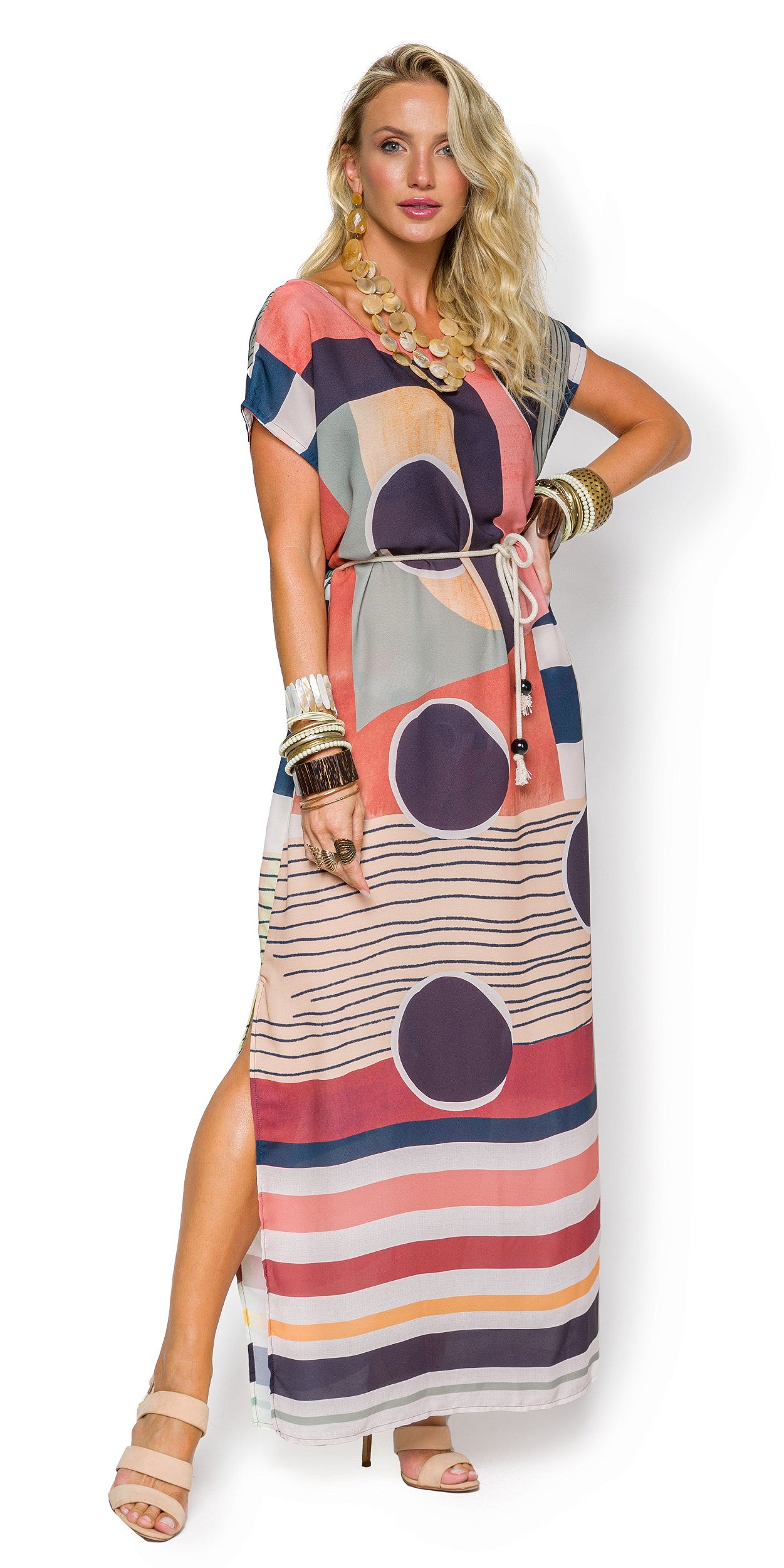 Vestido estampado hotsell com cinto
