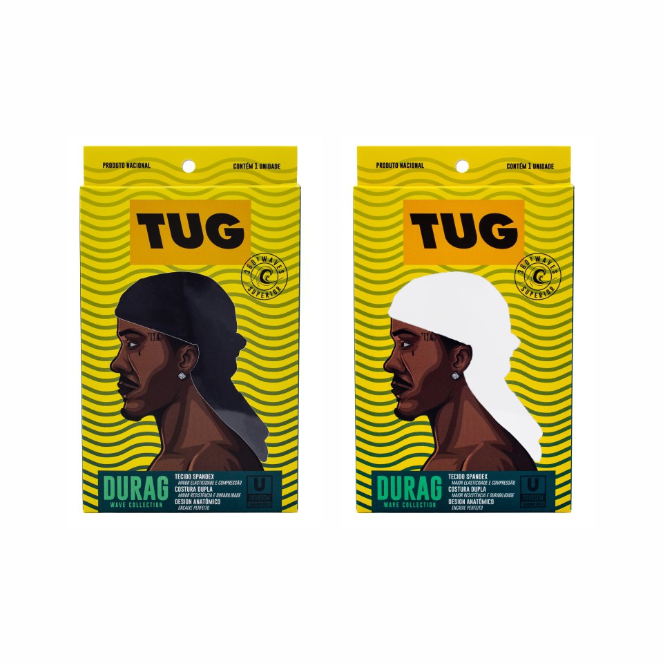 Bandana Durag Cetim Silky Preta - TUG Brasil