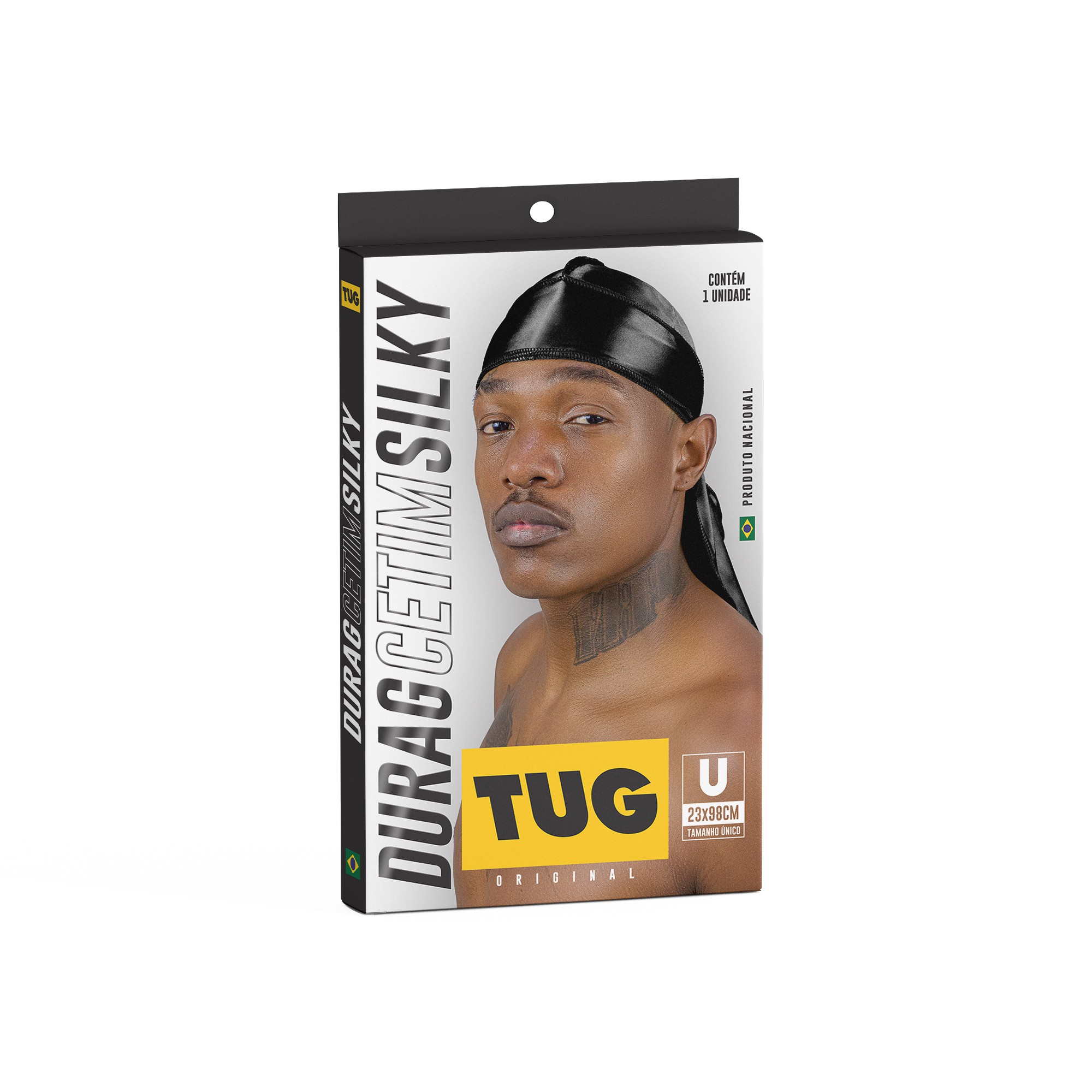 Bandana Durag Cetim Silky Preta - TUG Brasil