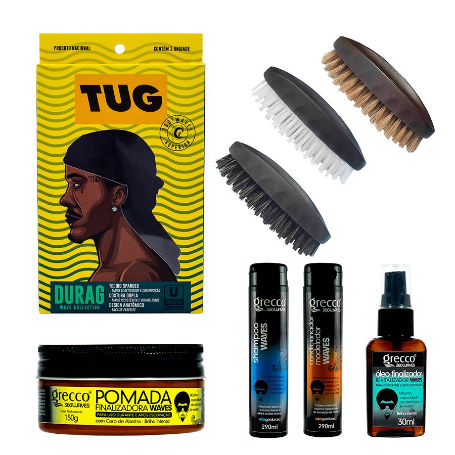 WaveBuilder Faixa de cabelo premium Durag para suor, preta