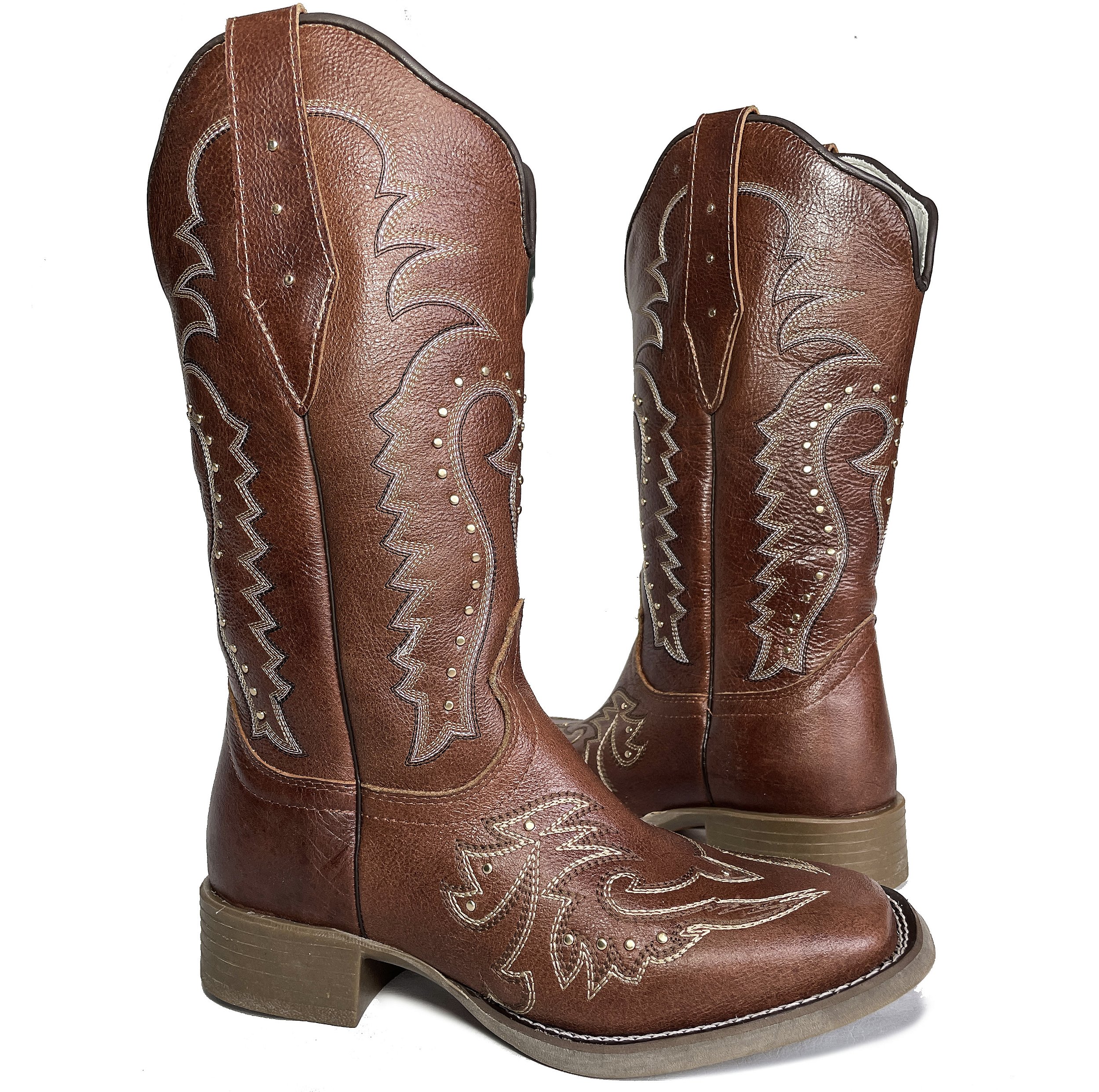Bota Texana Feminina Touro Sentado Choup Capuccino Bico Quadrado ...