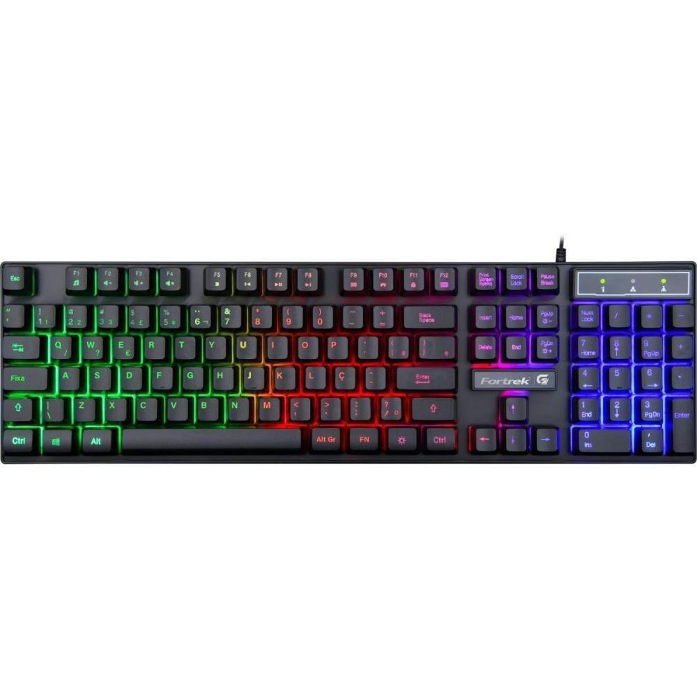 Teclado Gamer BlackFire Preto Led RGB USB Fortrek Gênesis Informática