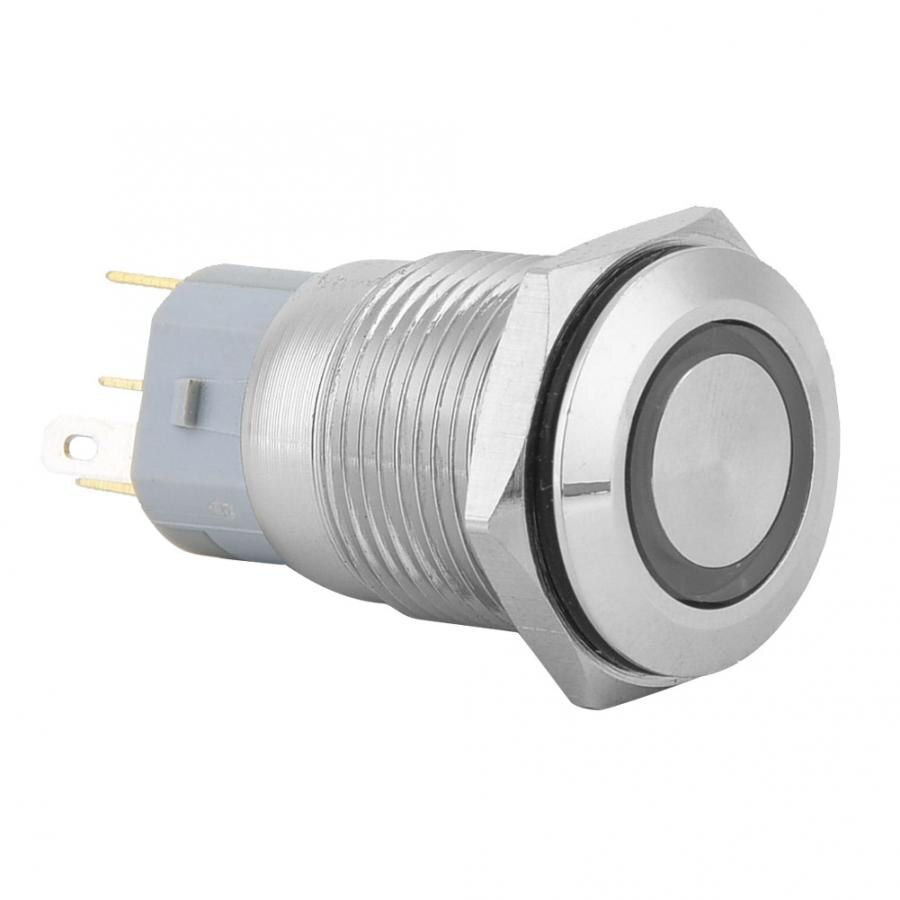 Botão acionamento momentâneo 16mm Inox com Luz 220V Branco - ON ...