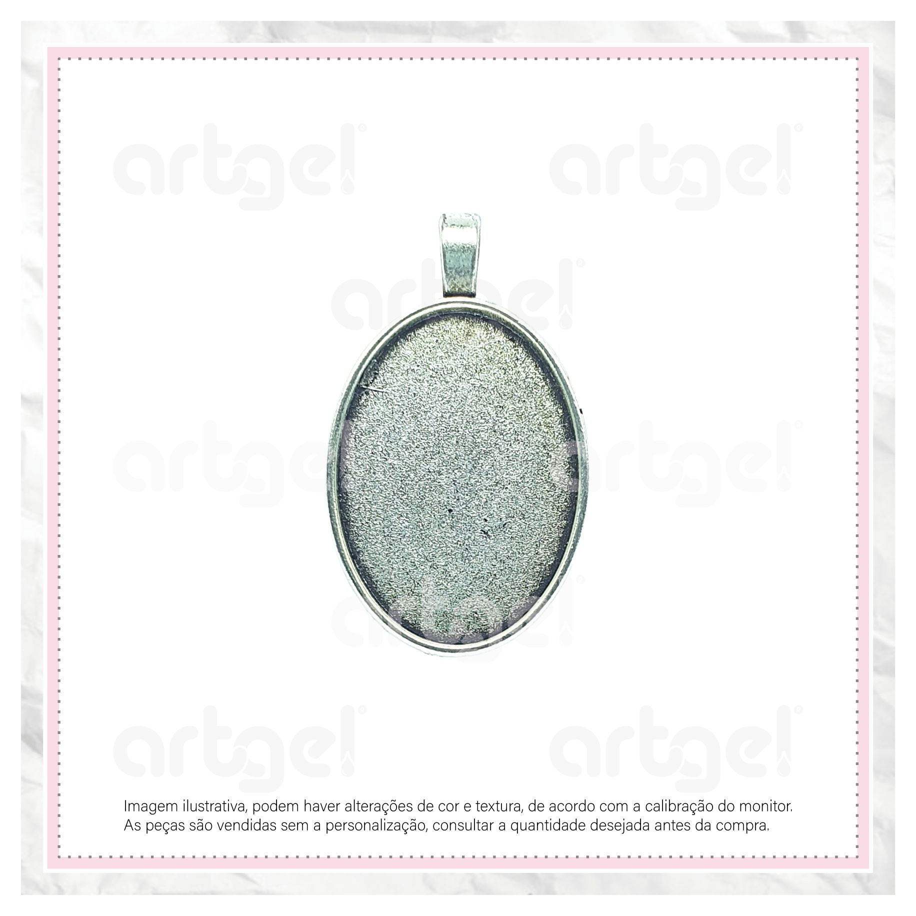 Base Colar Oval Liso Médio - ART GEL - Personalize em instantes