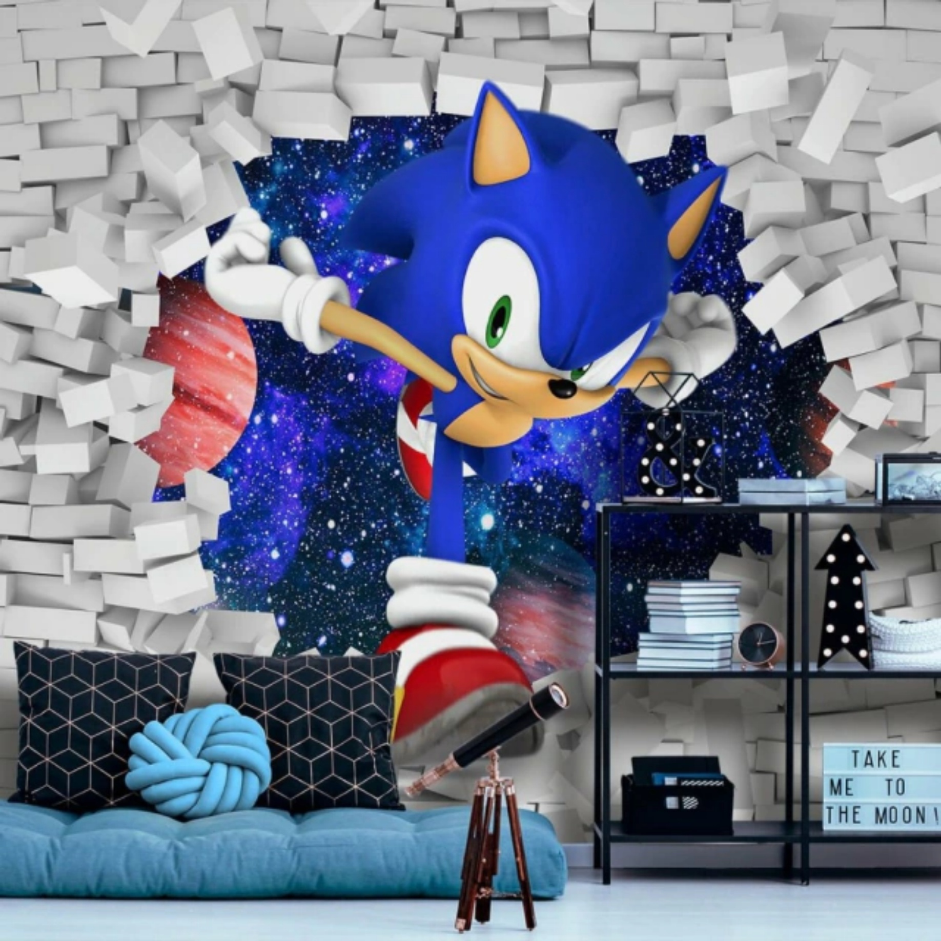 Adesivo de parede infantil do sonic