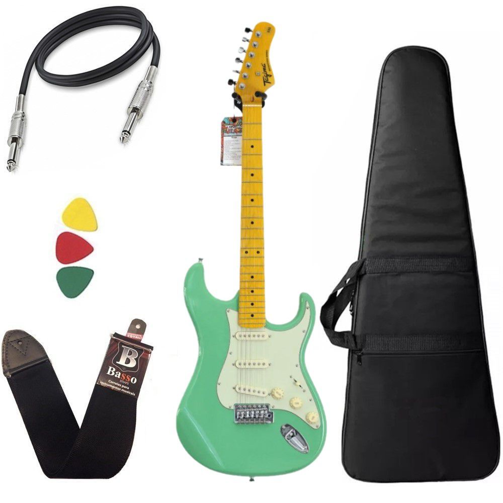 【新品】Tagima TG-530 + 新品ケース kit Guitarra Tagima TG530 Woodstock Surf Green Capa Bag