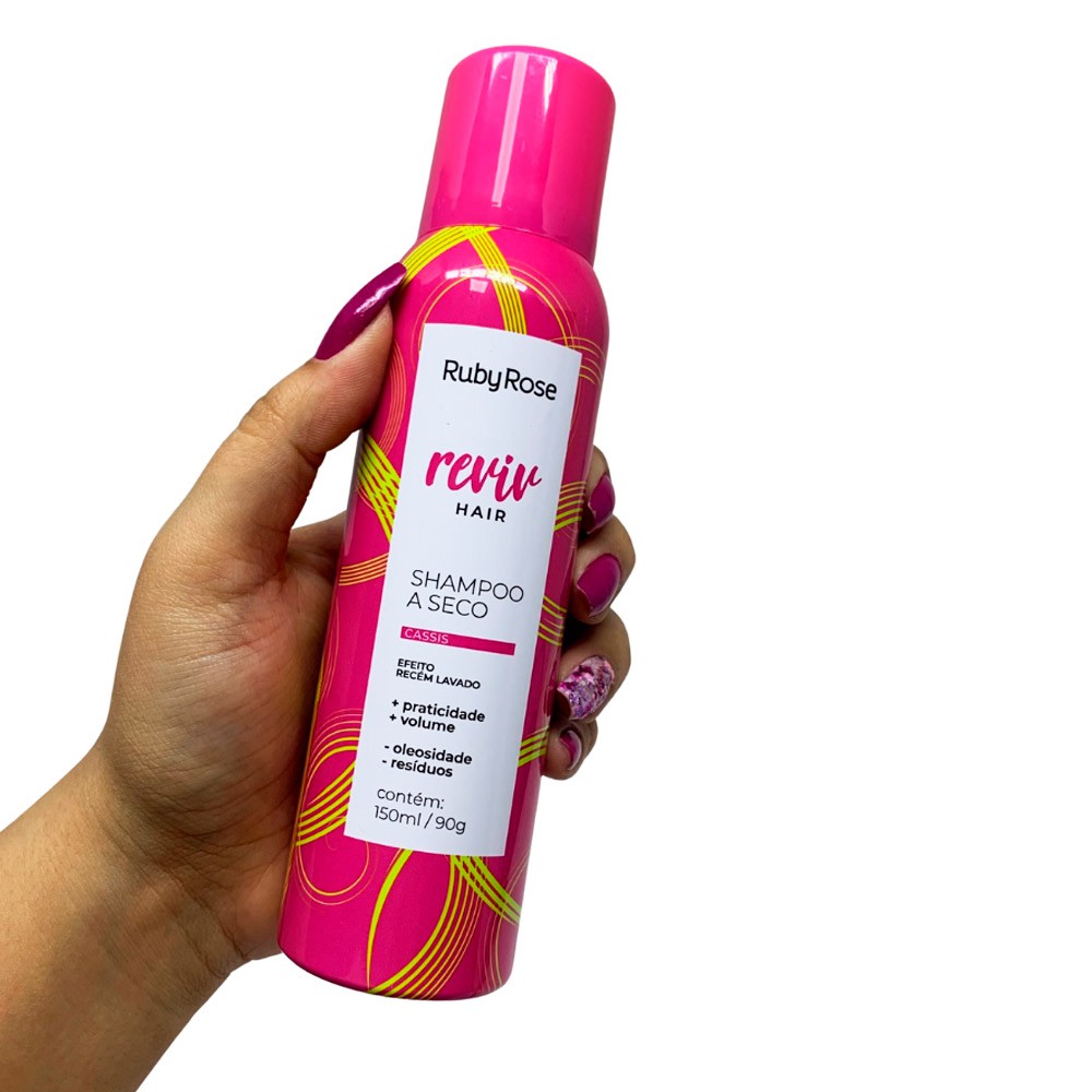 Shampoo a Seco Cassis Reviv Hair Ruby Rose Cabelos Limpos Maquiagem