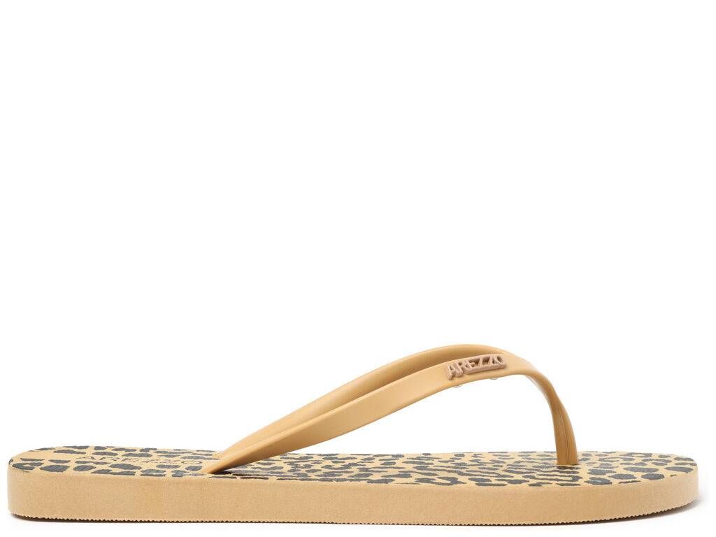 Chinelo Arezzo de Dedo Bege Animal Print On a Carmesin Store