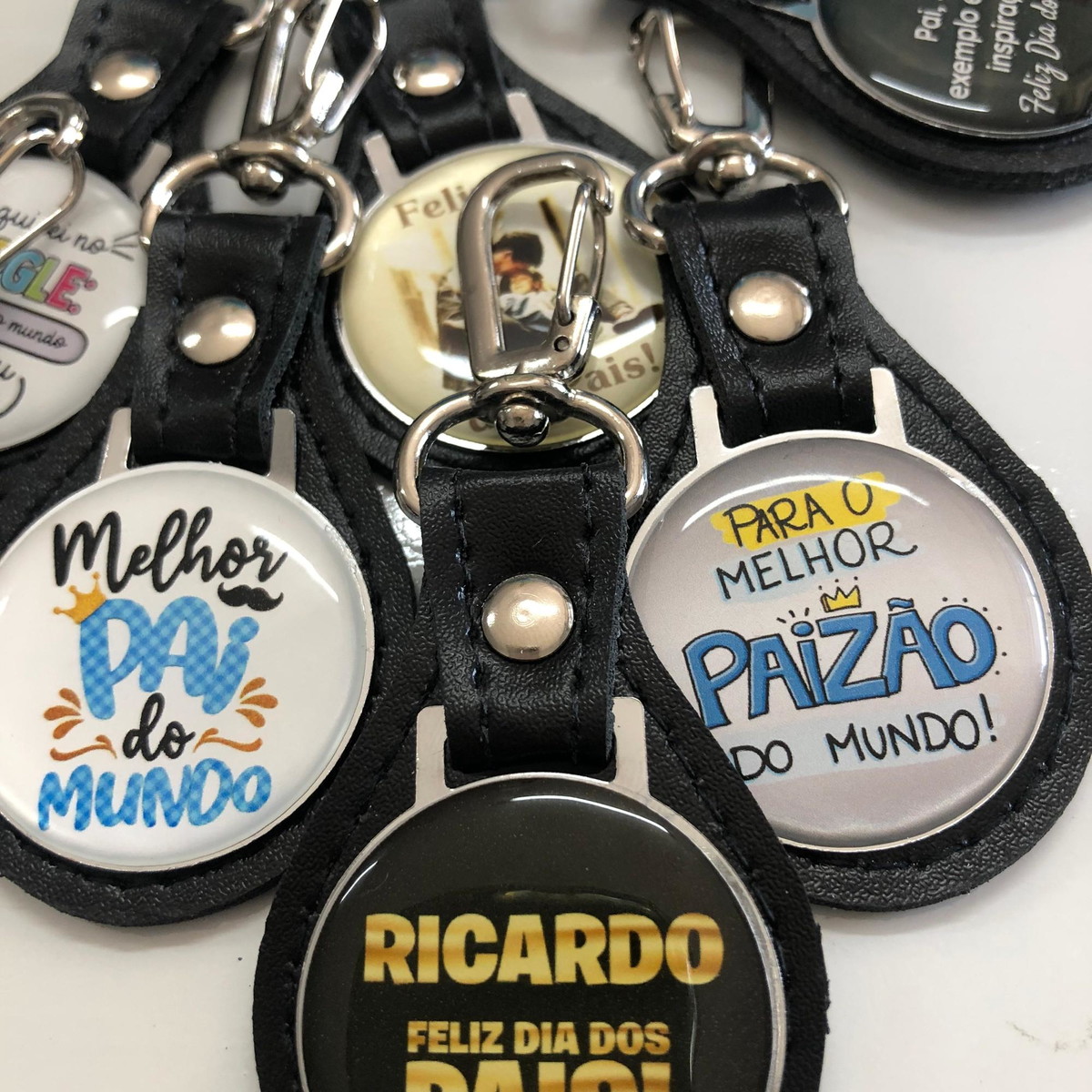 Chaveiro Couro Personalizado Dia dos Pais - lembrancasexpress
