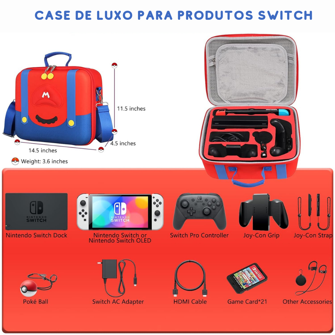 Mala de transporte Mario para Nintendo Switch - Stop Games - A
