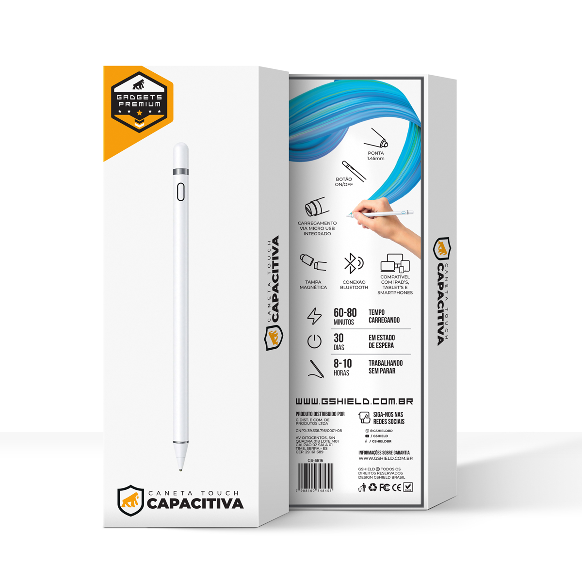 Caneta Touch Capacitiva Recarregável - iPad e Tablet - Gshield ...