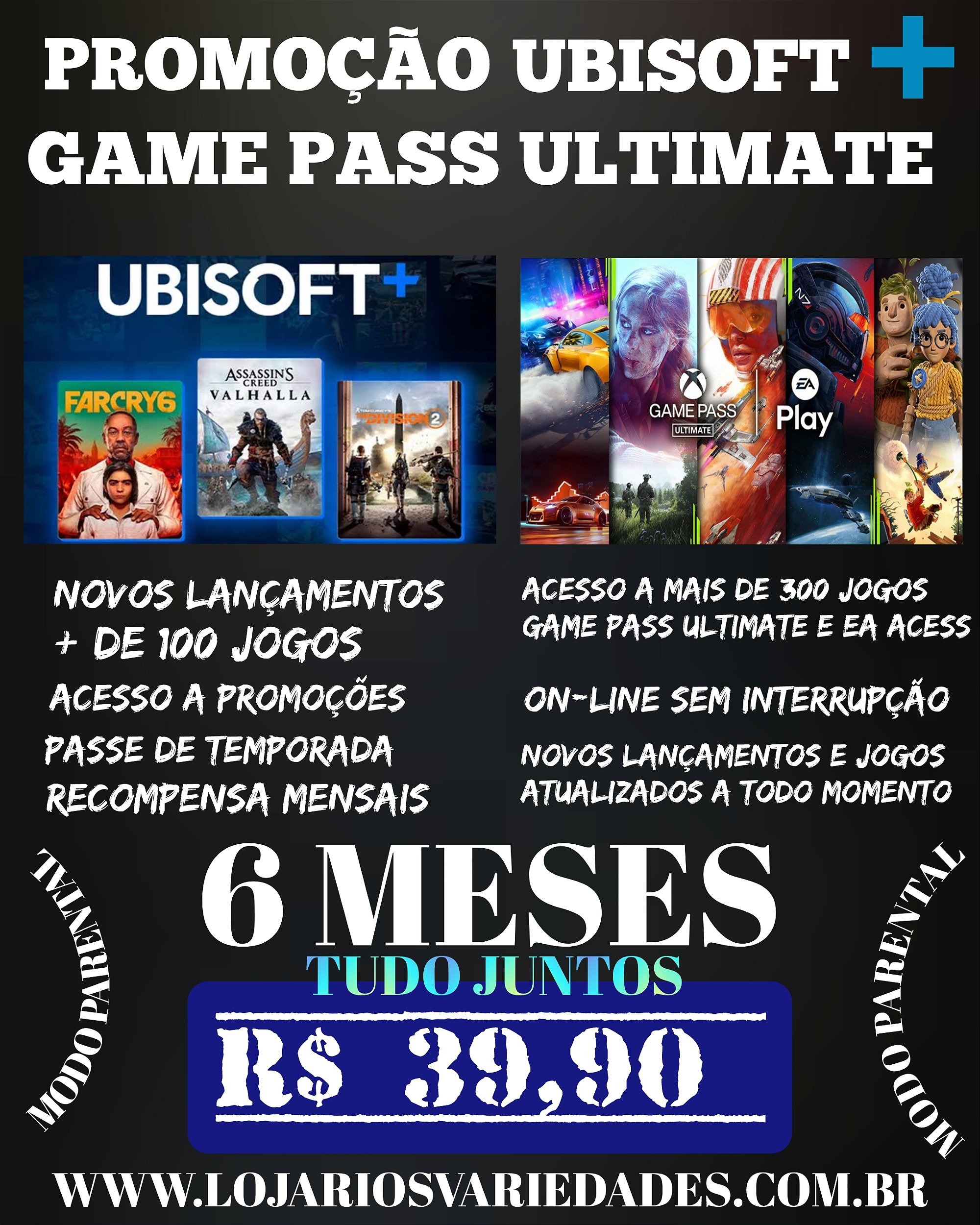 UBISOFT+ GAME PASS ULTIMATE + EA ACESS 6 MESES - RIOS VARIEDADES