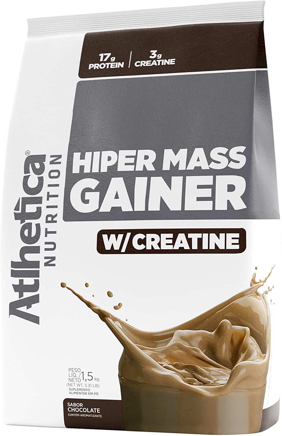Hiper Mass Gainer com Creatina Sabor Chocolate 1,5Kg Atlhetica Nutrition -  Farmabit