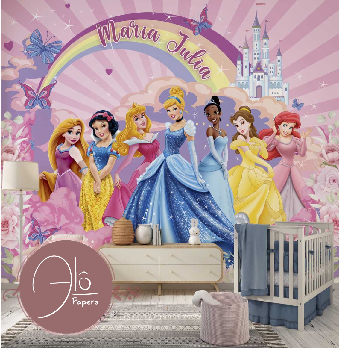 Vinil de parede 12 princesas da Disney