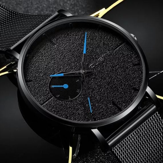 MASTOP Relógio Masculino Ultra Fino - Pulseira Malha Aço Inoxidável à Prova D'Água