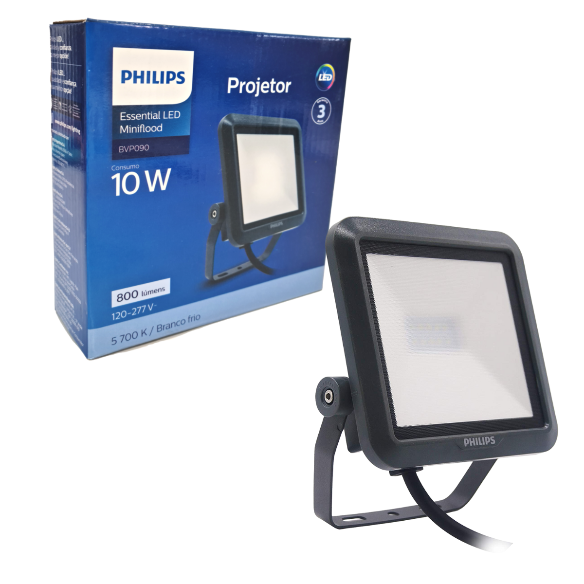 Refletor Led Holofote 10w Branco Frio Philips 800lm Bivolt - SensoShop -  Iluminação LED, Alarmes, Eletrônicos e Acessórios