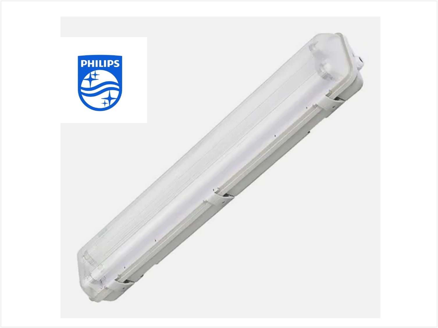 Kit Luminária Hermética Blindada + 2 Lâmpadas Tubular Philips Iluminação LED