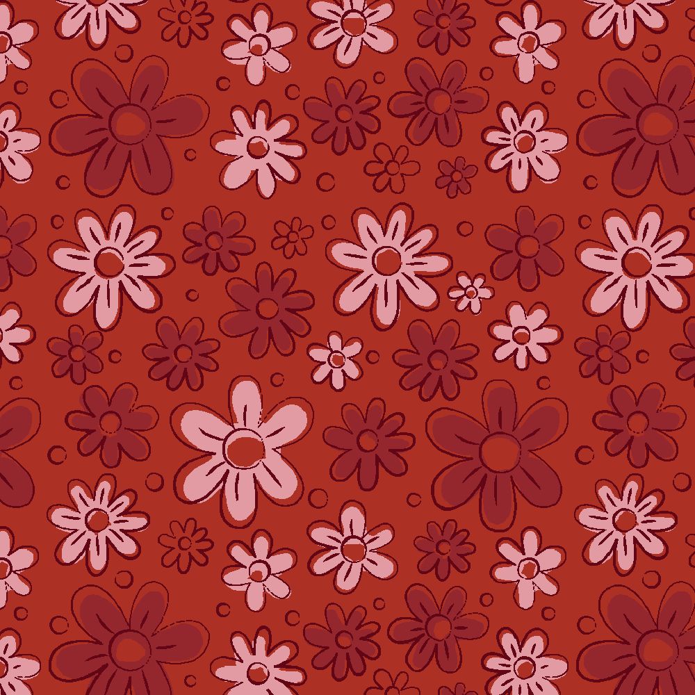 Boneca de Pano 50cm Floral Vermelho
