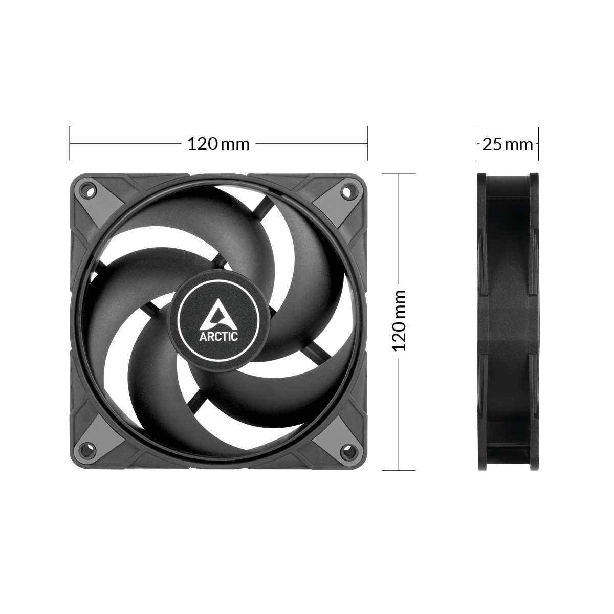 Cooler ARCTIC P12 Max Preto 120mm PWM - ACFAN00280A - PcCold - A