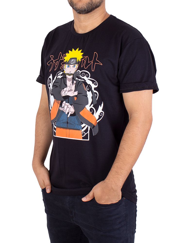 Camisetas Naruto 12 modelos disponíveis tecido 100% algodão fio 30.1, Preta  com símbolo da AKATSUKI.