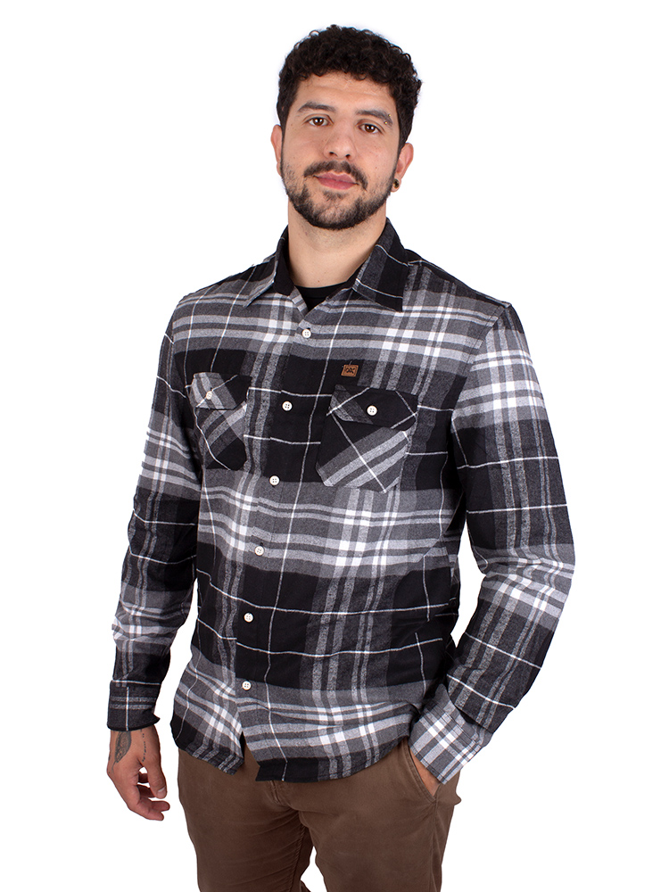 Camisa Xadrez Flanela Preto Branco