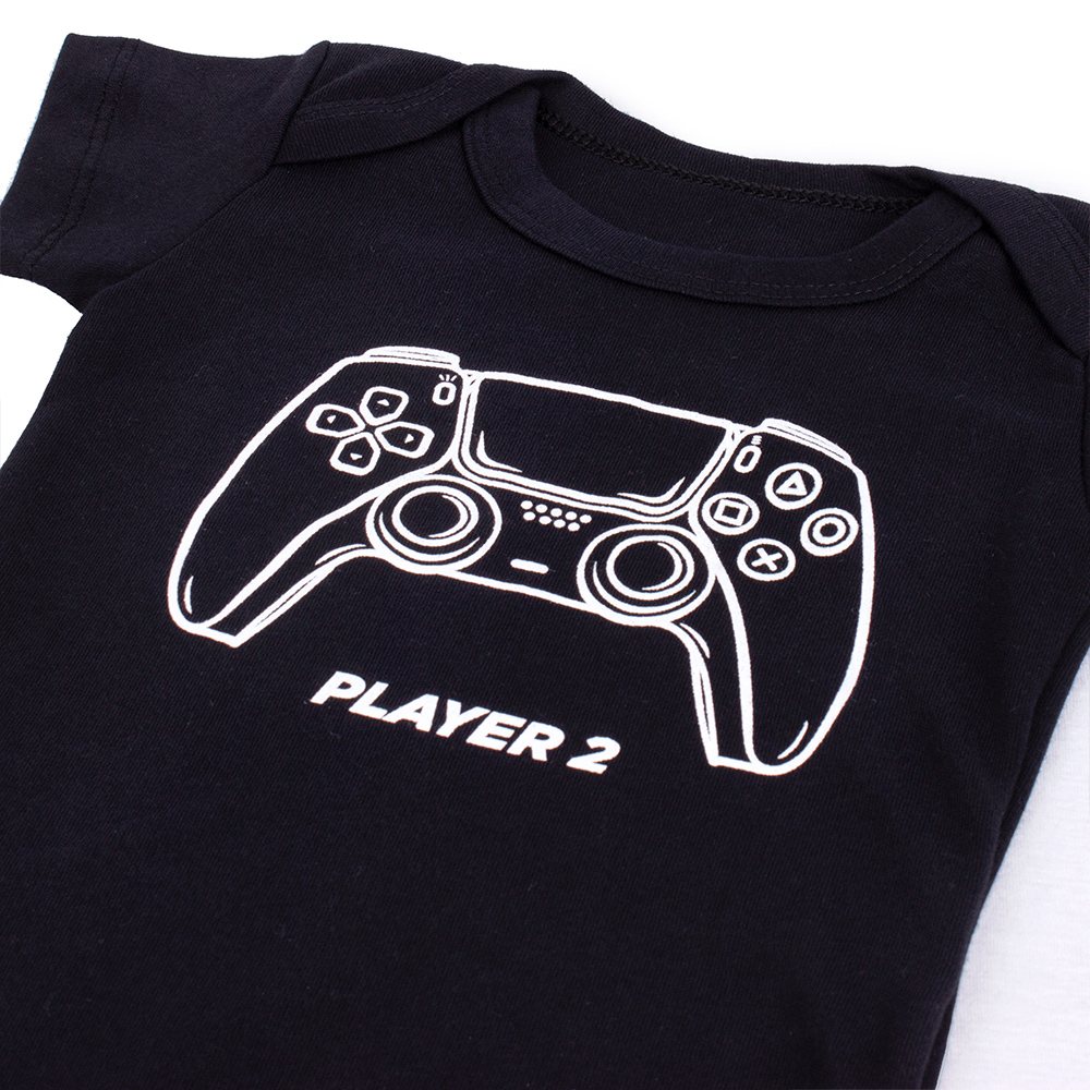 Body Bebê PlayStation Player 2 Preto - Art Rock Camisetas - Desde 1992