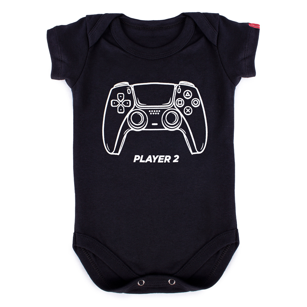 Body Bebê PlayStation Player 2 Preto - Art Rock Camisetas - Desde 1992