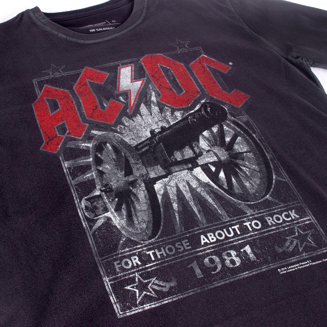 Camiseta AC/DC For Those About to Rock Estonada Preta - Art Rock